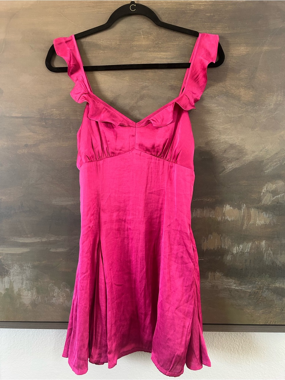 NWT AE Silky Pink Ruffle Babydoll Minidress - Picture 9 of 15